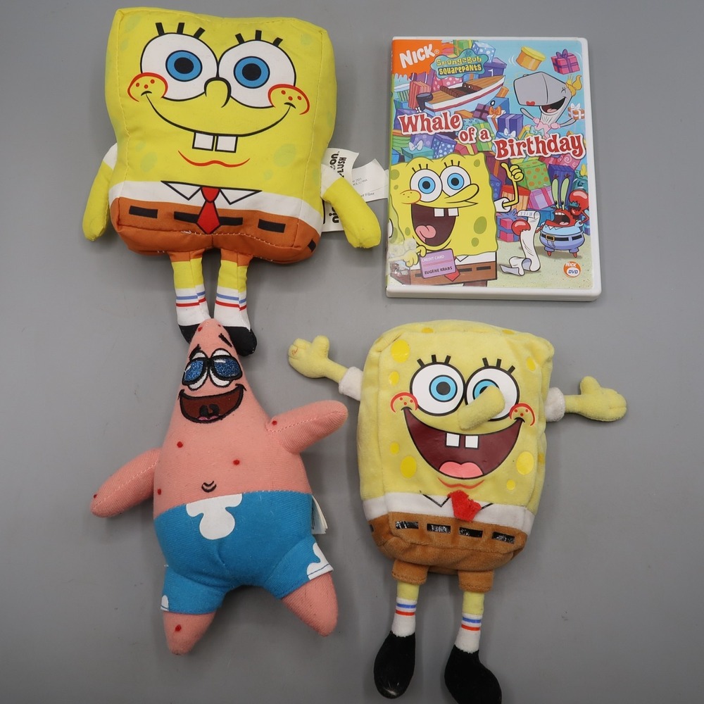 Ty Beanie Babies Spongebob Squarepants, Patrick Star Plush Lot DVD
